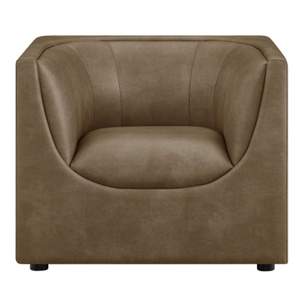 Hilda Curved Back Vegan Leather Armchair in Mushroom