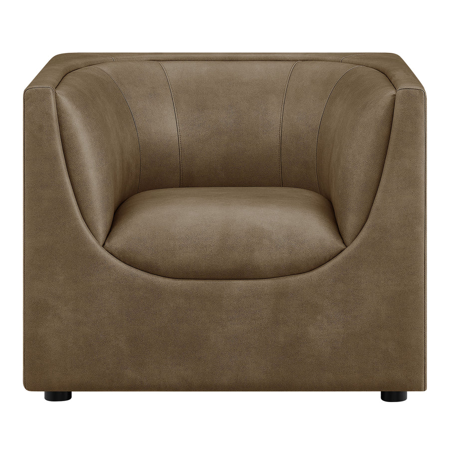 Drift Curved Back Vegan Leather Armchair in Mushroom