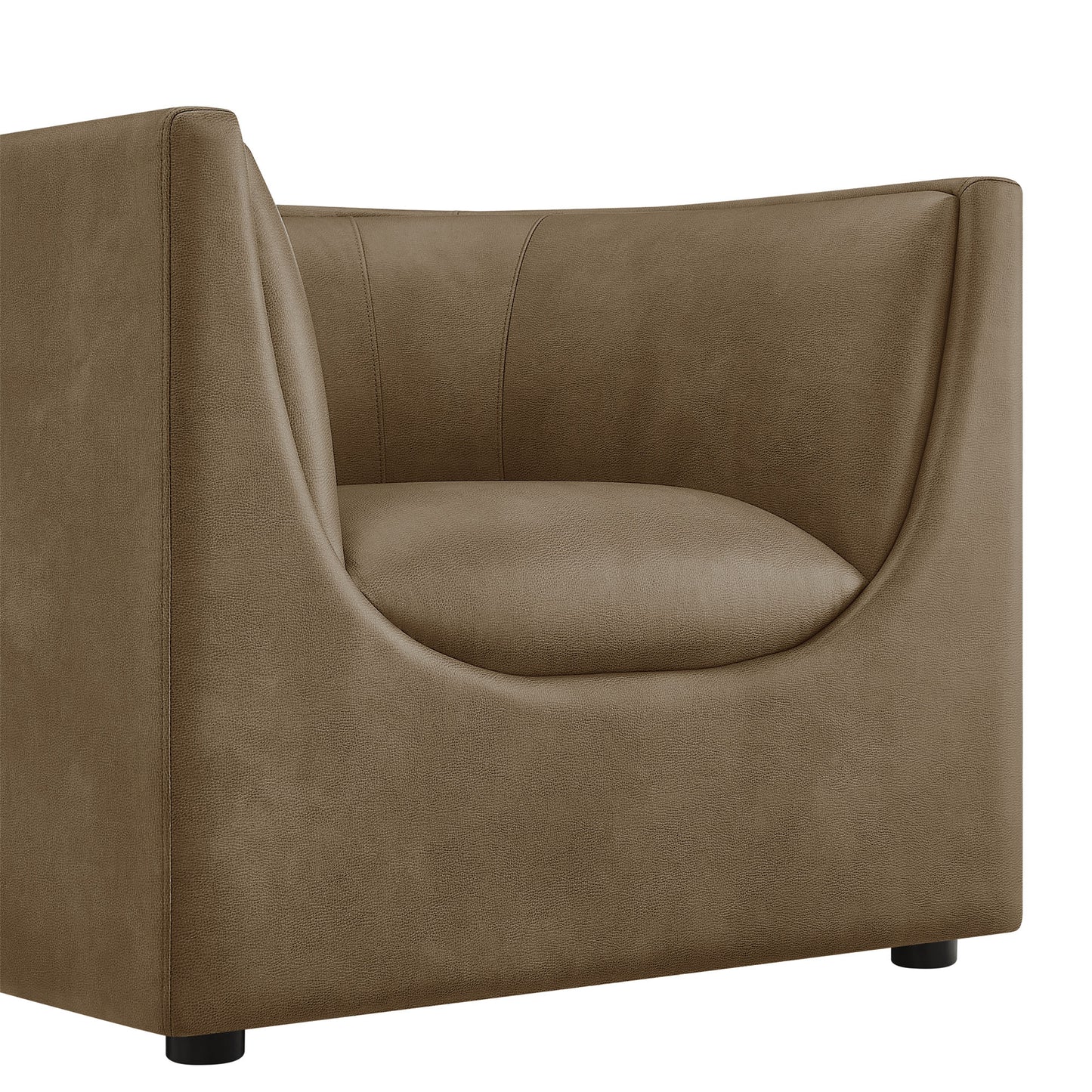 Drift Curved Back Vegan Leather Armchair in Mushroom