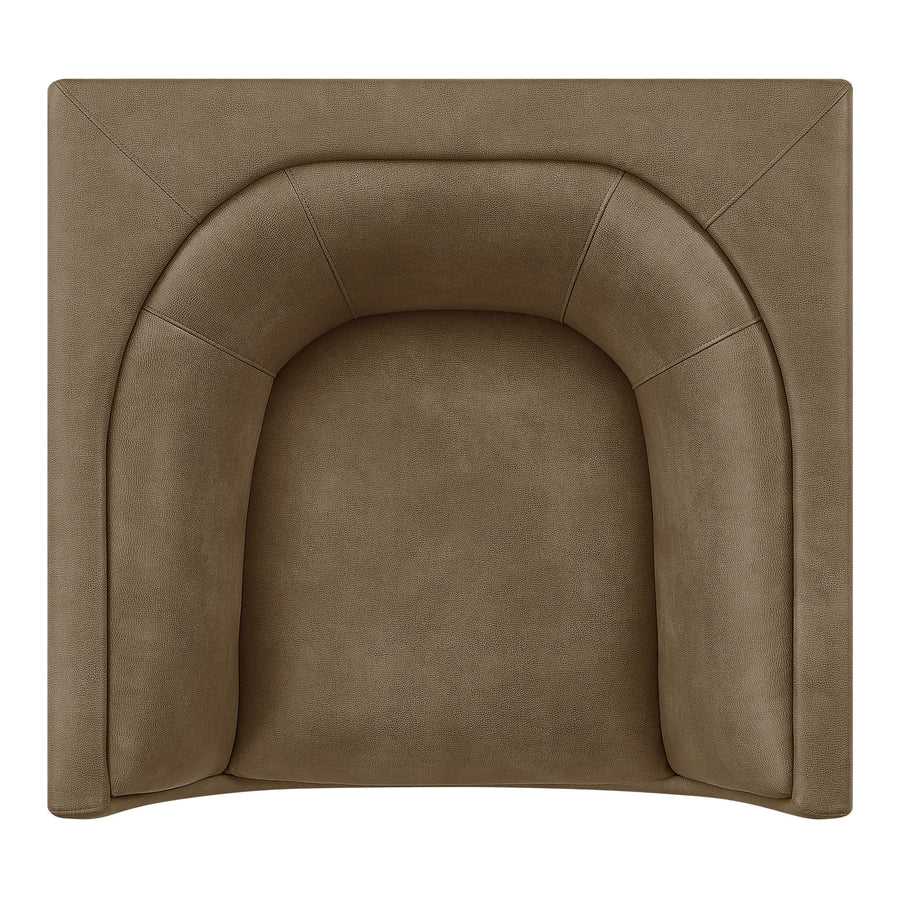 Drift Curved Back Vegan Leather Armchair in Mushroom