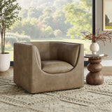 Drift Curved Back Vegan Leather Armchair in Mushroom