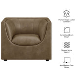 Drift Curved Back Vegan Leather Armchair in Mushroom