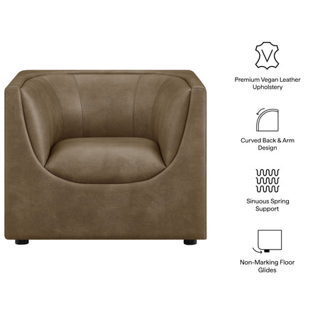 Hilda Curved Back Vegan Leather Armchair in Mushroom