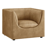 Drift Curved Back Vegan Leather Armchair in Toast