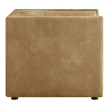 Drift Curved Back Vegan Leather Armchair in Toast