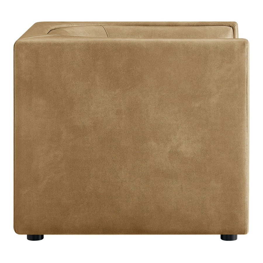 Drift Curved Back Vegan Leather Armchair in Toast