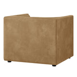 Drift Curved Back Vegan Leather Armchair in Toast