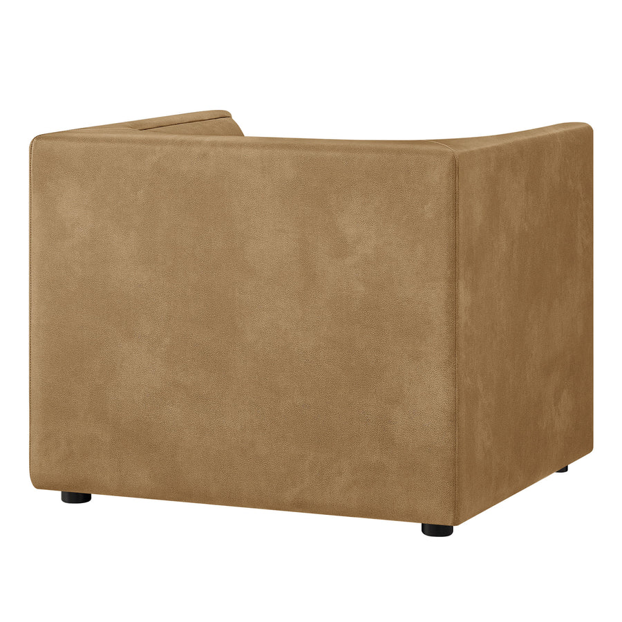 Drift Curved Back Vegan Leather Armchair in Toast