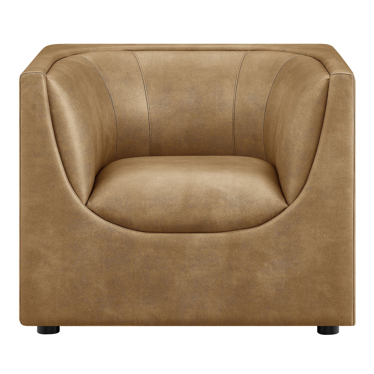 Drift Curved Back Vegan Leather Armchair in Toast