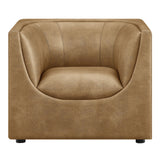 Drift Curved Back Vegan Leather Armchair in Toast