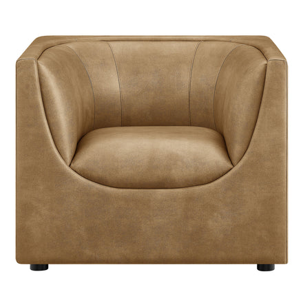 Hilda Curved Back Vegan Leather Armchair in Toast