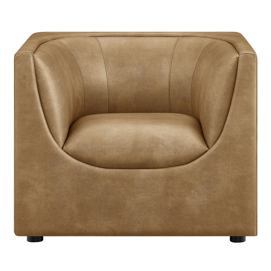 Drift Curved Back Vegan Leather Armchair in Toast