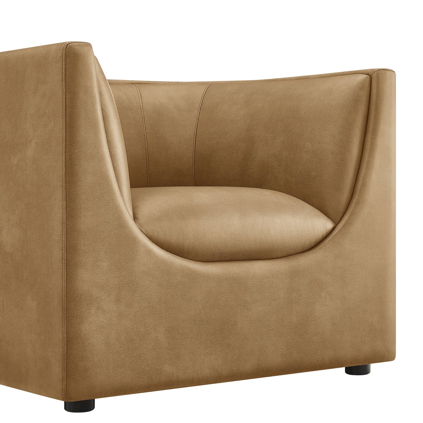 Drift Curved Back Vegan Leather Armchair in Toast