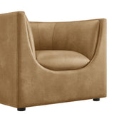 Drift Curved Back Vegan Leather Armchair in Toast