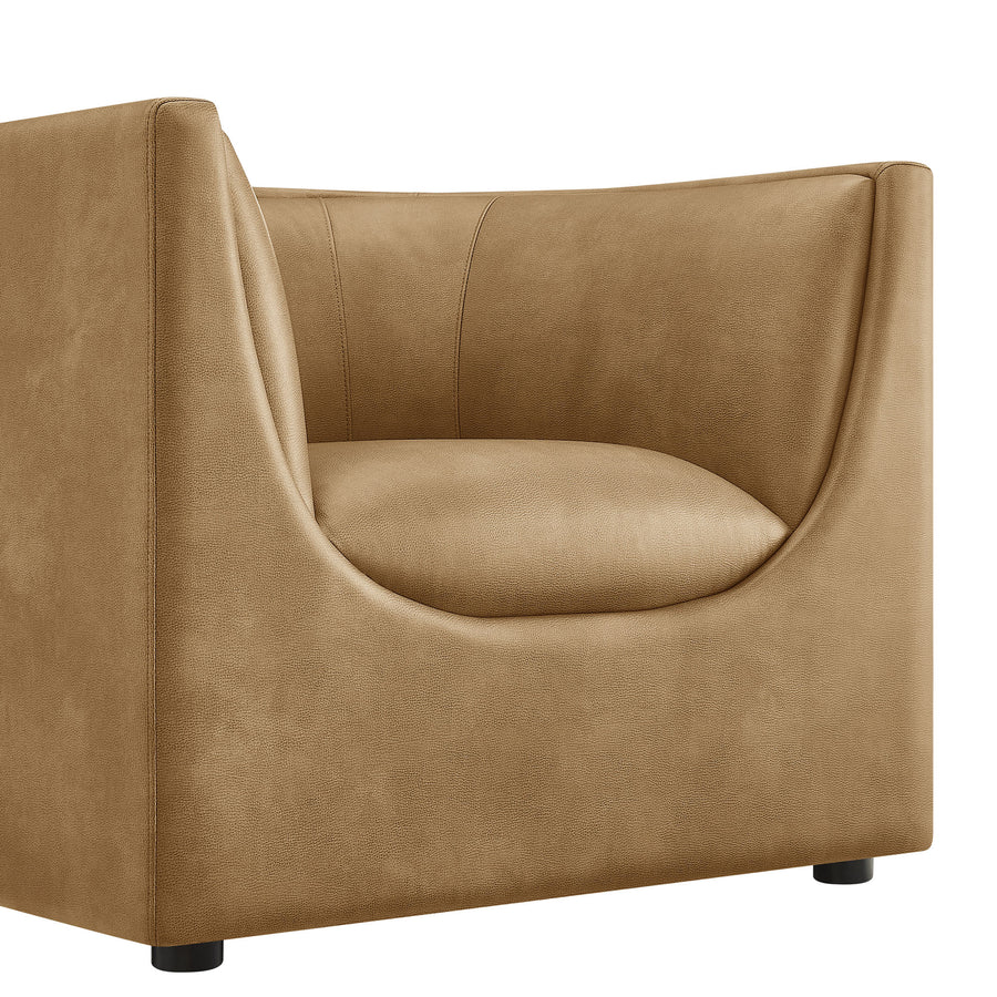 Drift Curved Back Vegan Leather Armchair in Toast