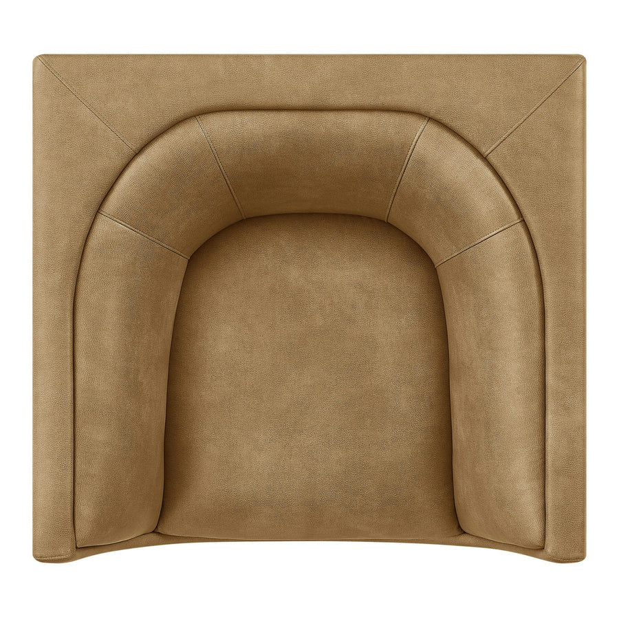 Drift Curved Back Vegan Leather Armchair in Toast