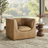Drift Curved Back Vegan Leather Armchair in Toast