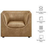 Drift Curved Back Vegan Leather Armchair in Toast