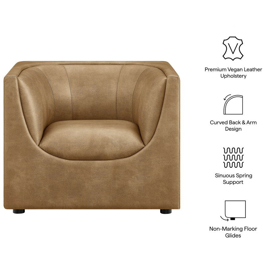 Drift Curved Back Vegan Leather Armchair in Toast