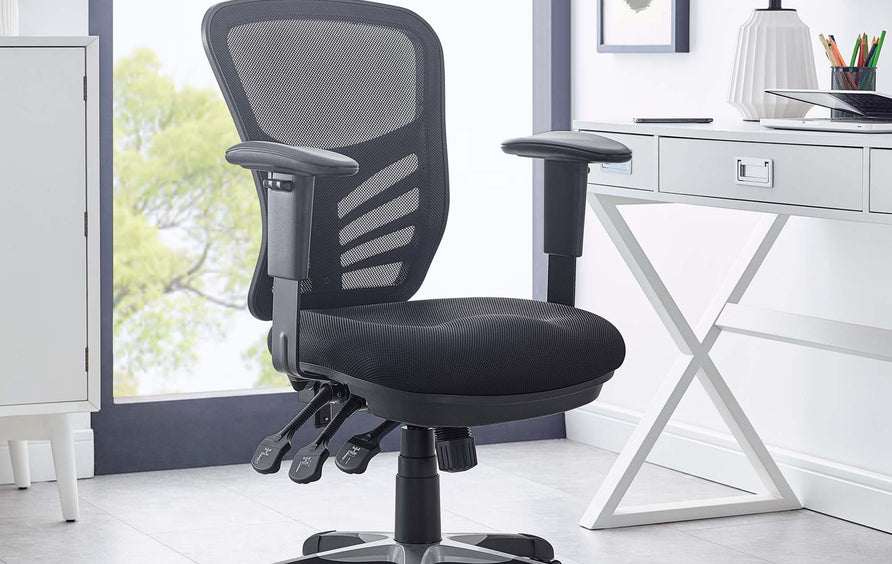 Raffia Mesh Office Chair in Black