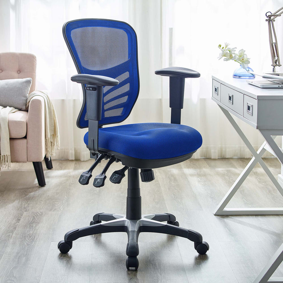 Raffia Mesh Office Chair in Blue