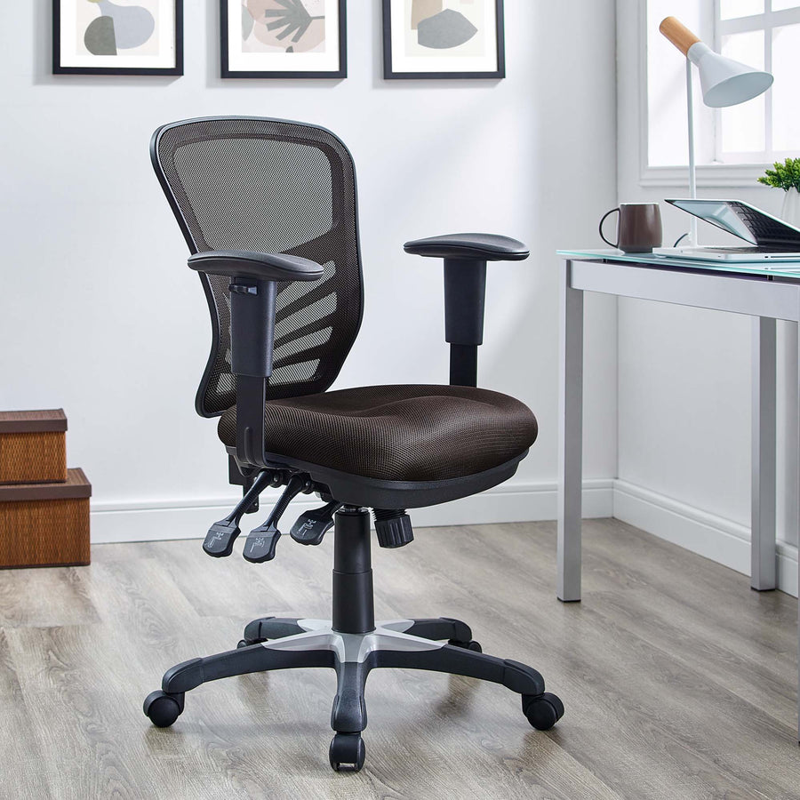 Raffia Mesh Office Chair in Brown