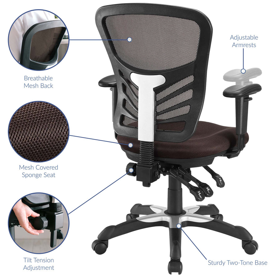 Raffia Mesh Office Chair in Brown
