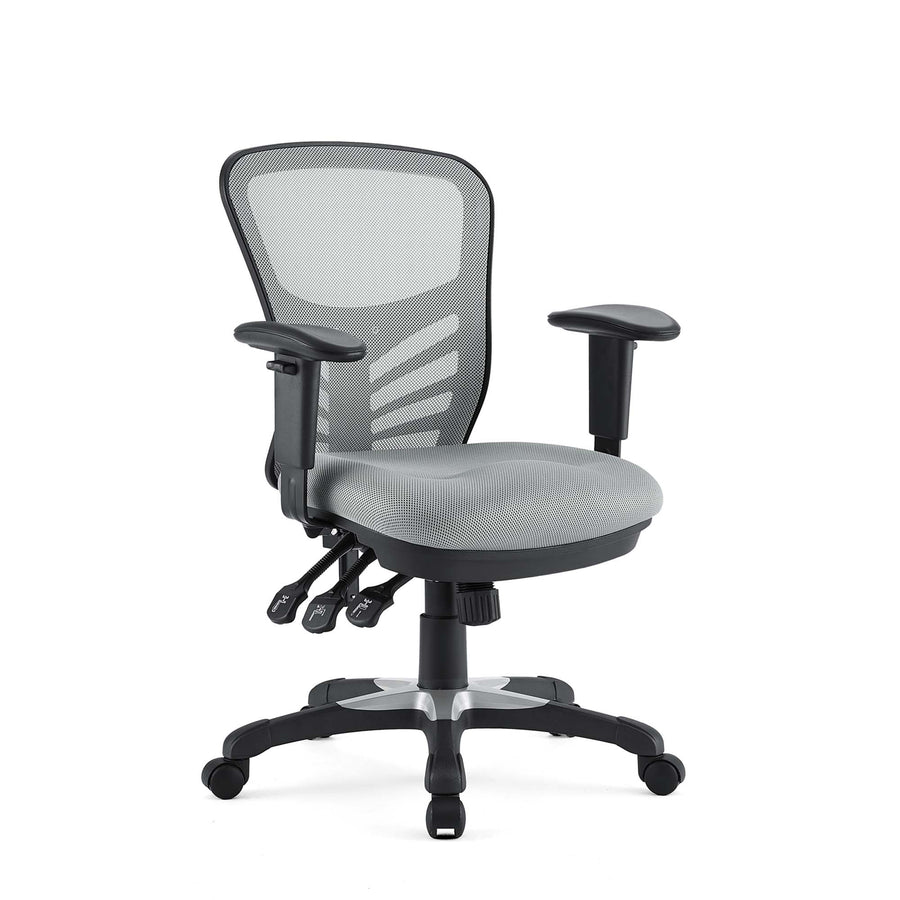 Raffia Mesh Office Chair in Gray