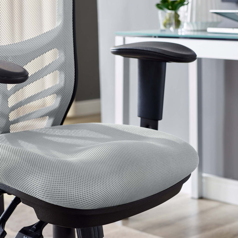 Raffia Mesh Office Chair in Gray