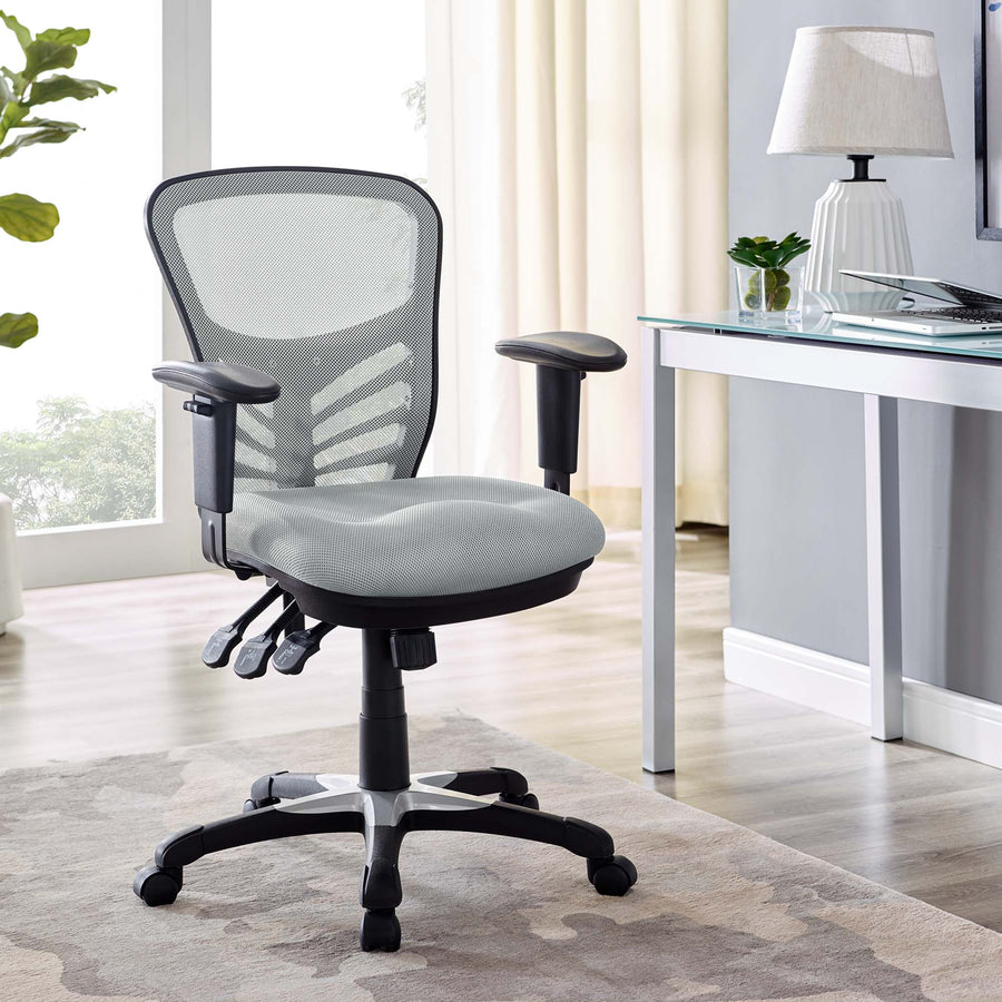 Raffia Mesh Office Chair in Gray