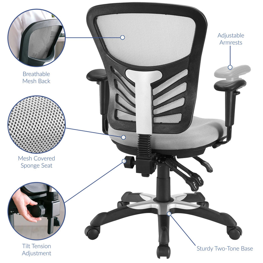 Raffia Mesh Office Chair in Gray