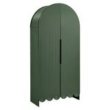 Hugo 78 Inch Fluted and Scalloped Arched Storage Cabinet in Hunter Green