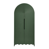 Hugo 78 Inch Fluted and Scalloped Arched Storage Cabinet in Hunter Green