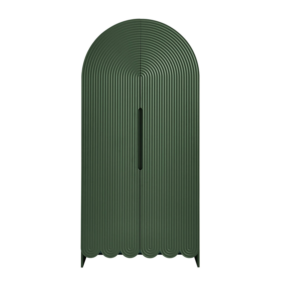 Hugo 78 Inch Fluted and Scalloped Arched Storage Cabinet in Hunter Green