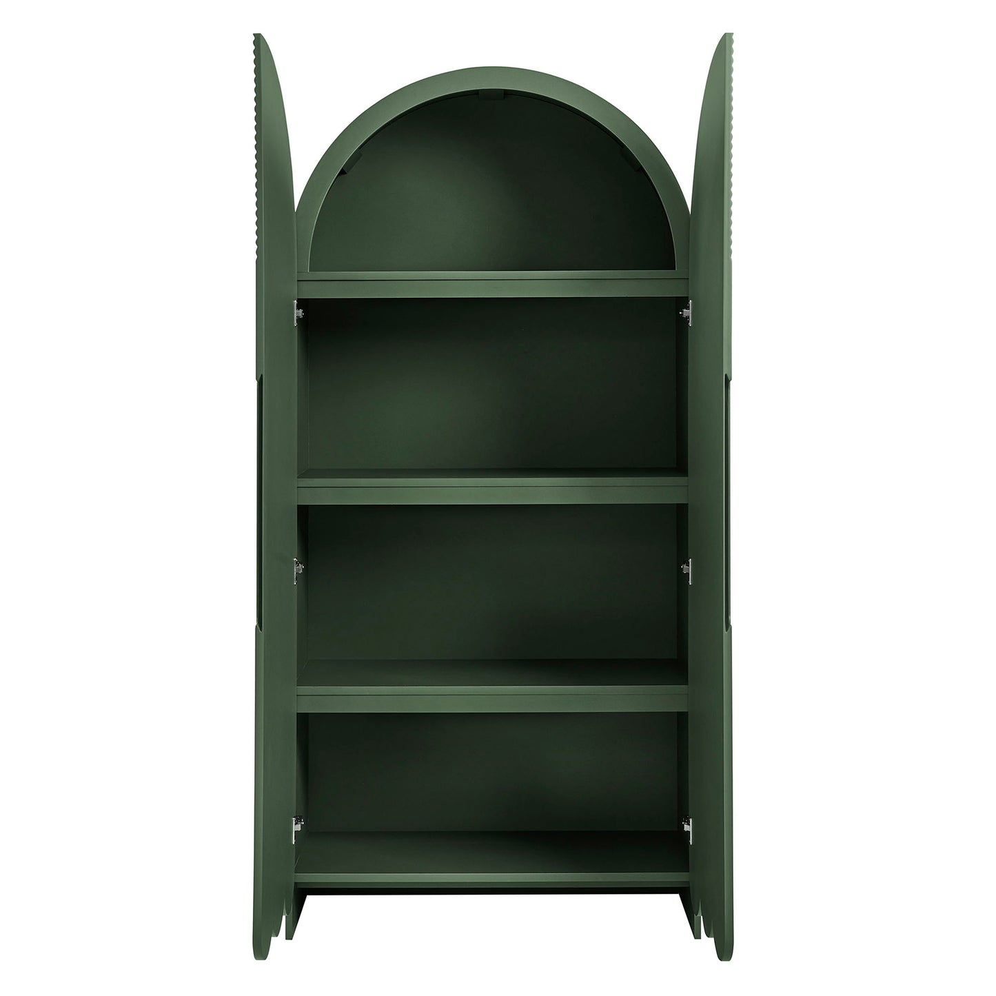 Dahlia 78 Inch Fluted and Scalloped Arched Storage Cabinet by Furniture for America