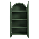 Hugo 78 Inch Fluted and Scalloped Arched Storage Cabinet in Hunter Green