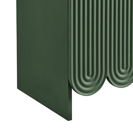 Dahlia 78 Inch Fluted and Scalloped Arched Storage Cabinet in Hunter Green