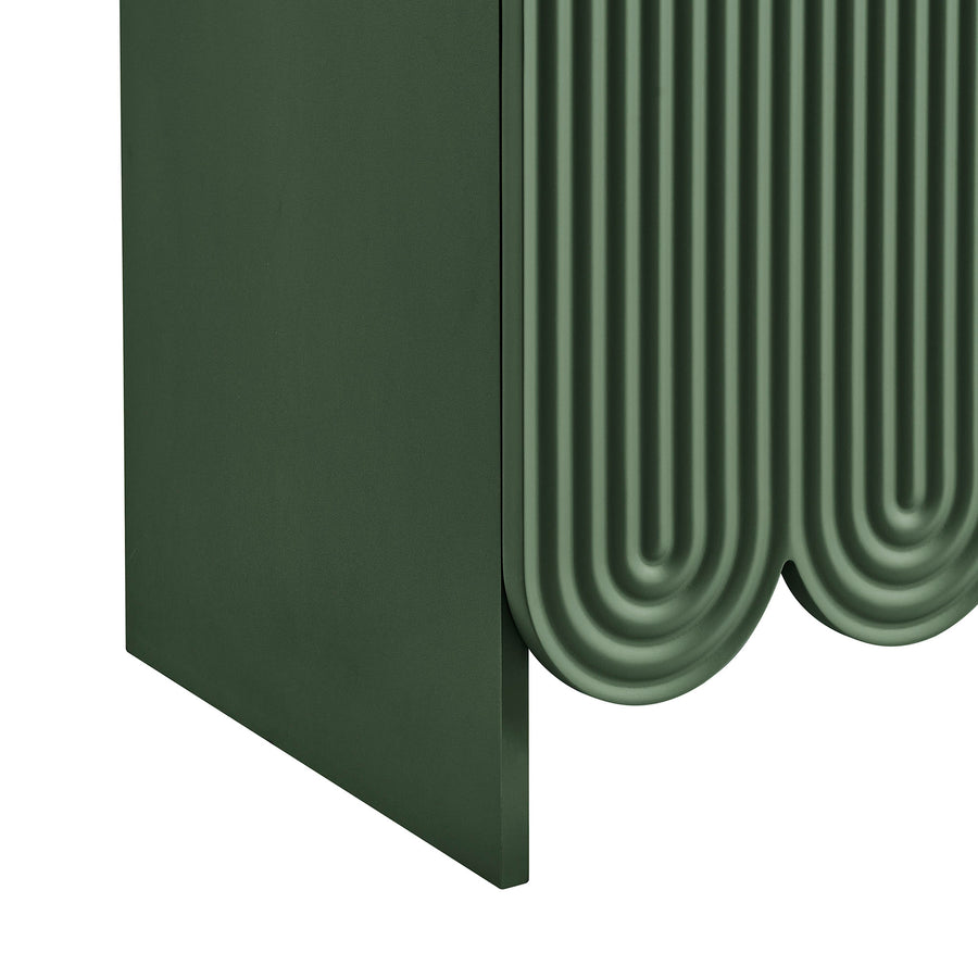 Hugo 78 Inch Fluted and Scalloped Arched Storage Cabinet in Hunter Green