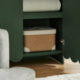 Hugo 78 Inch Fluted and Scalloped Arched Storage Cabinet in Hunter Green