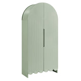 Hugo 78 Inch Fluted and Scalloped Arched Storage Cabinet in Sage