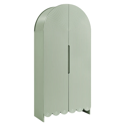 Dahlia 78 Inch Fluted and Scalloped Arched Storage Cabinet by Furniture for America