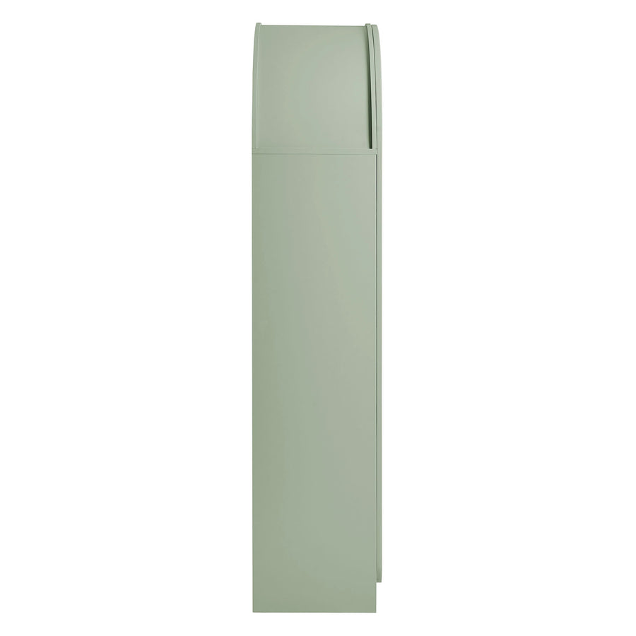 Hugo 78 Inch Fluted and Scalloped Arched Storage Cabinet in Sage