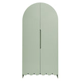 Hugo 78 Inch Fluted and Scalloped Arched Storage Cabinet in Sage
