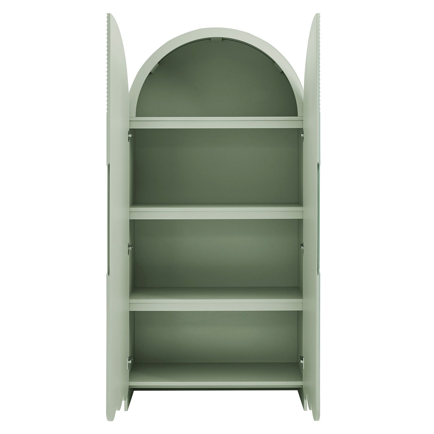 Dahlia 78 Inch Fluted and Scalloped Arched Storage Cabinet by Furniture for America