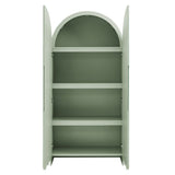 Hugo 78 Inch Fluted and Scalloped Arched Storage Cabinet in Sage