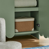 Hugo 78 Inch Fluted and Scalloped Arched Storage Cabinet in Sage