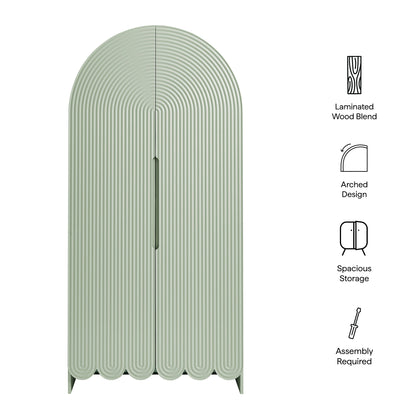 Dahlia 78 Inch Fluted and Scalloped Arched Storage Cabinet by Furniture for America