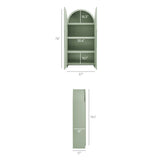 Hugo 78 Inch Fluted and Scalloped Arched Storage Cabinet in Sage