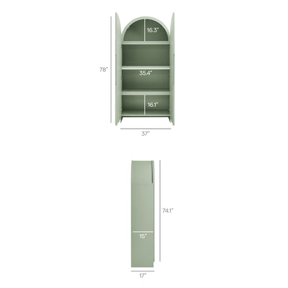 Dahlia 78 Inch Fluted and Scalloped Arched Storage Cabinet by Furniture for America