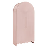 Hugo 78 Inch Fluted and Scalloped Arched Storage Cabinet in Soft Pink